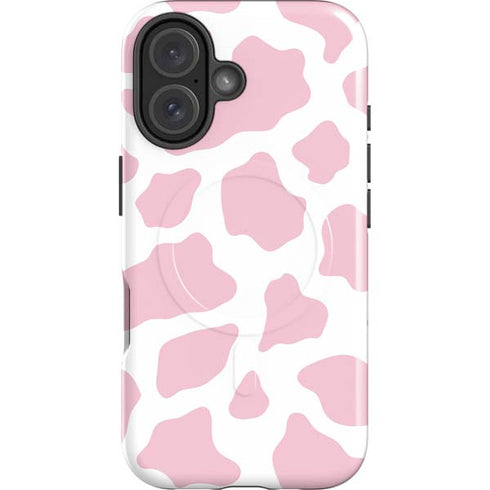 Pink Cow Print iPhone 16 Plus Magsafe Impact Case